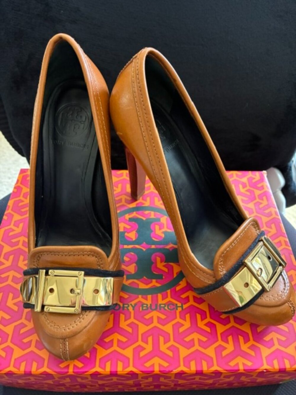 Tory Burch | Belinda High Heel | Color: Cognac/Tory Navy | Size: 7